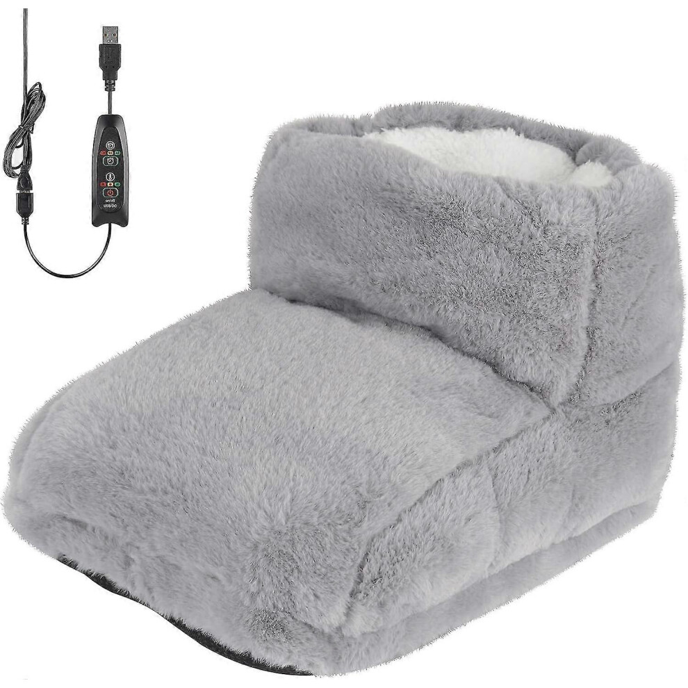 Kikidex (As Show, One Size) Foot Warmer, Usb Electric Foot Heating, Foot Warmer With 3 Temperature Levels Timer, Machine Washable Heated Slippers, Electric Fo