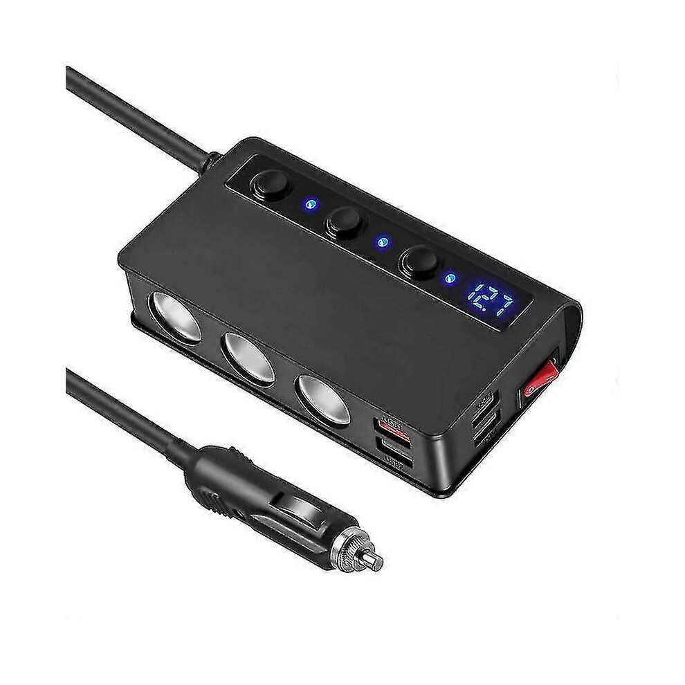 (black, One size) Cigarette Lighter Splitter Car Charger 12v/24v 3 Sockets Cigarette Lighter Adapter Quick Charge 4-port Usb Outlet-image-OPC-PHMFM6D-NEW