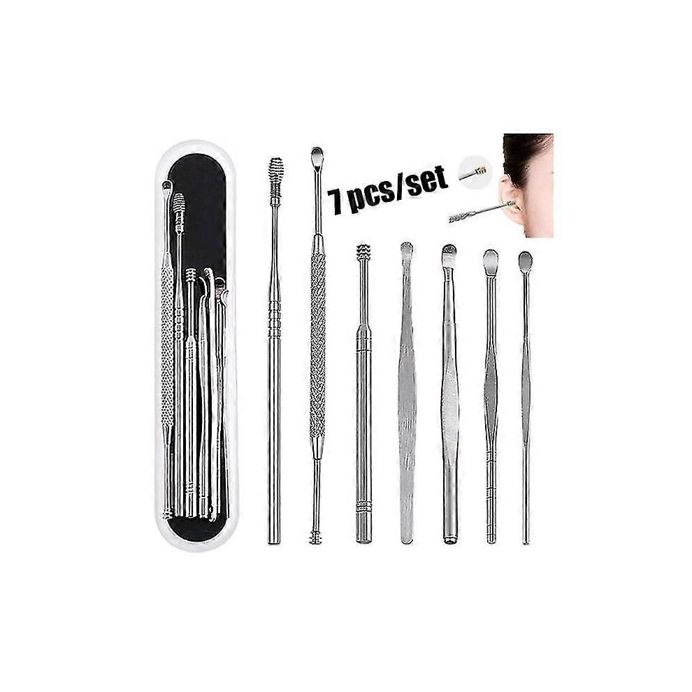 Kikidex (As Show, One Size) 7Pcs/Set Stainless Steel Ear Wax Pickers Cleaner