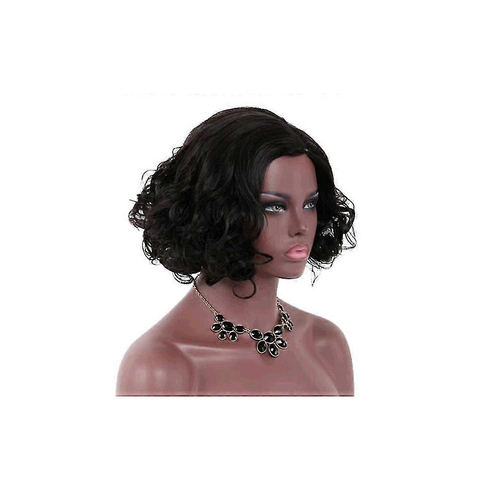 Kikidex Unisex Black (As Show, One Size) Female Slant Bang Short Straight Wig