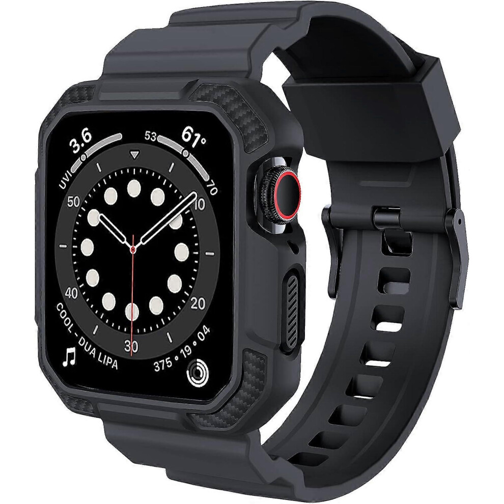 (As Show, One Size) Compatible With Apple Watch Band 45Mm 44Mm 42Mm With Case, Shockproof Rugged Band Strap-(Dark 42-44Mm) Grey 4632026628812