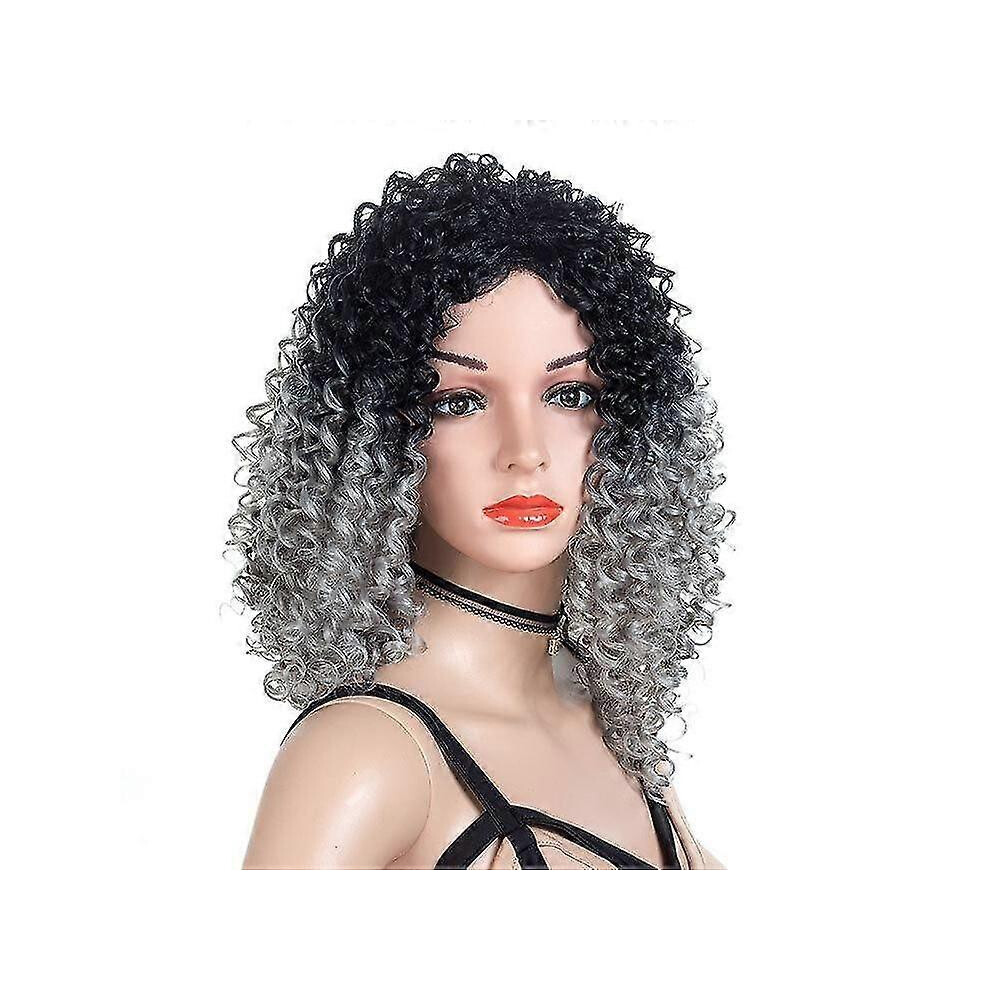 Kikidex (As Show, One Size) Women Grey Small Curls Wig