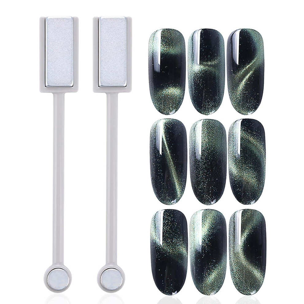 (As Show, One Size) 3 Pieces Cat Eye Magnet For Nails Nail Magnet Stick Tool Double-Headed Nail Art Magnet Stick Set Magnet Wand Strong Magnet Stick G 4632131055626