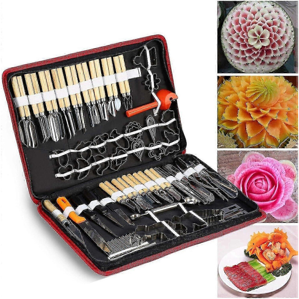 (As Show, One Size) 80 Pcs Culinary Carving Tool Kit - For Fruit And Vegetable Garnish 4631898232813