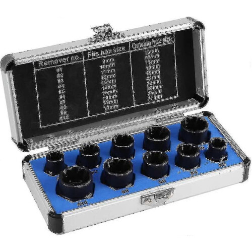 (As show, One size) 10 Pcs Damaged Bolt Nut Screw Remover Extractor Removal Set Threading Tools Kit