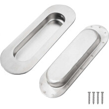(As show, One size) 2pcs Recessed Sliding Door Handle Recessed Sliding Door Handle Pull Handle Durable Stainless Steel Recessed Handle with 4 Screws for Cabinet Door Cupb