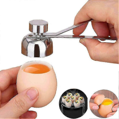 (As show, One size) Practical Stainless Steel Egg Topper Cutter Boiled Raw Kitch