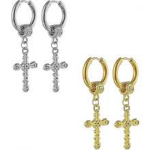 (As show, One size) Men Earrings, Stainless Steel Hoop Stud Earrings Set for Women Girls, 3 Pairs/6 Pairs/10Pairs Small Huge Sliver Gold Black Cross