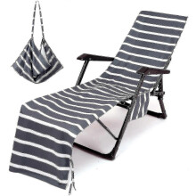 (As show, One size) Pool Chair Towel With Pockets - Beach Chair Chaise Lounge Cover