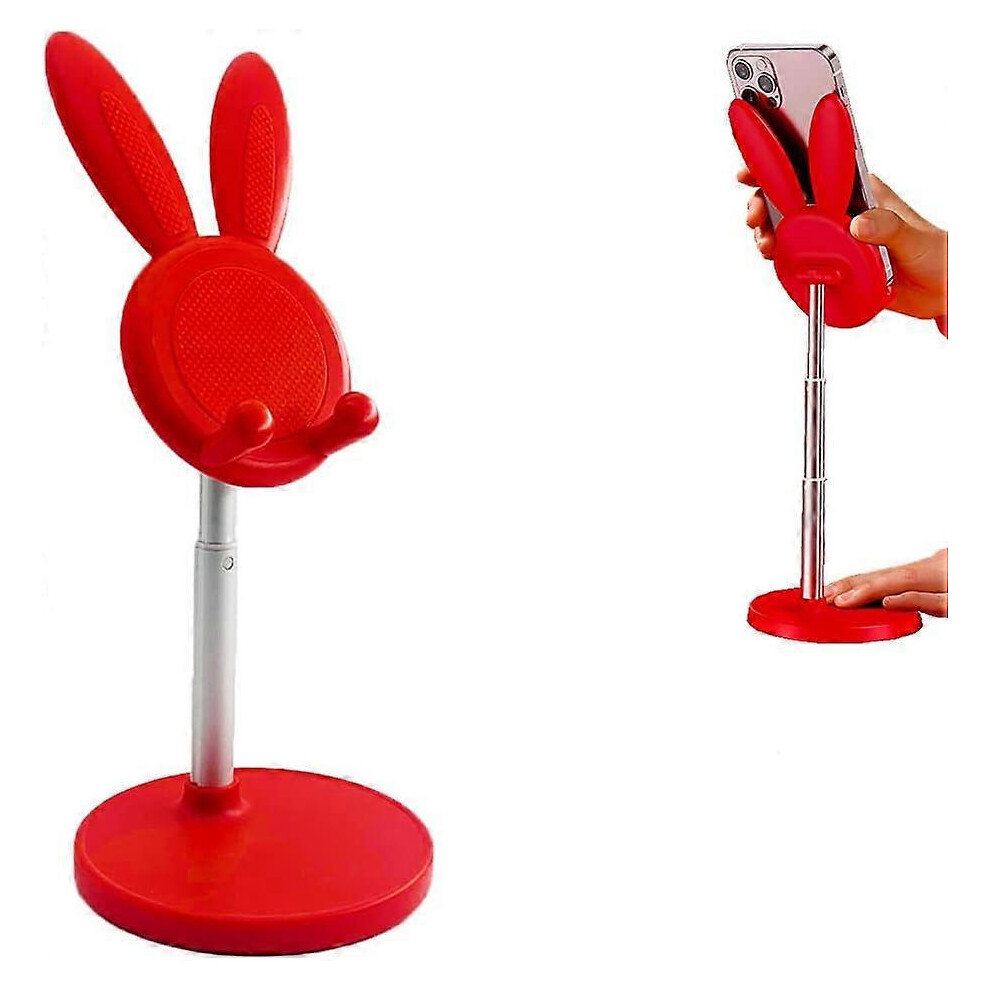 (As Show, One Size) Portable Cell Phone Stand For Desk Cute Bunny Height Angle Adjustable Tablet Phone Ipad, Tablets, Kindle, Switch, Smartphones (R Red 4632131002071