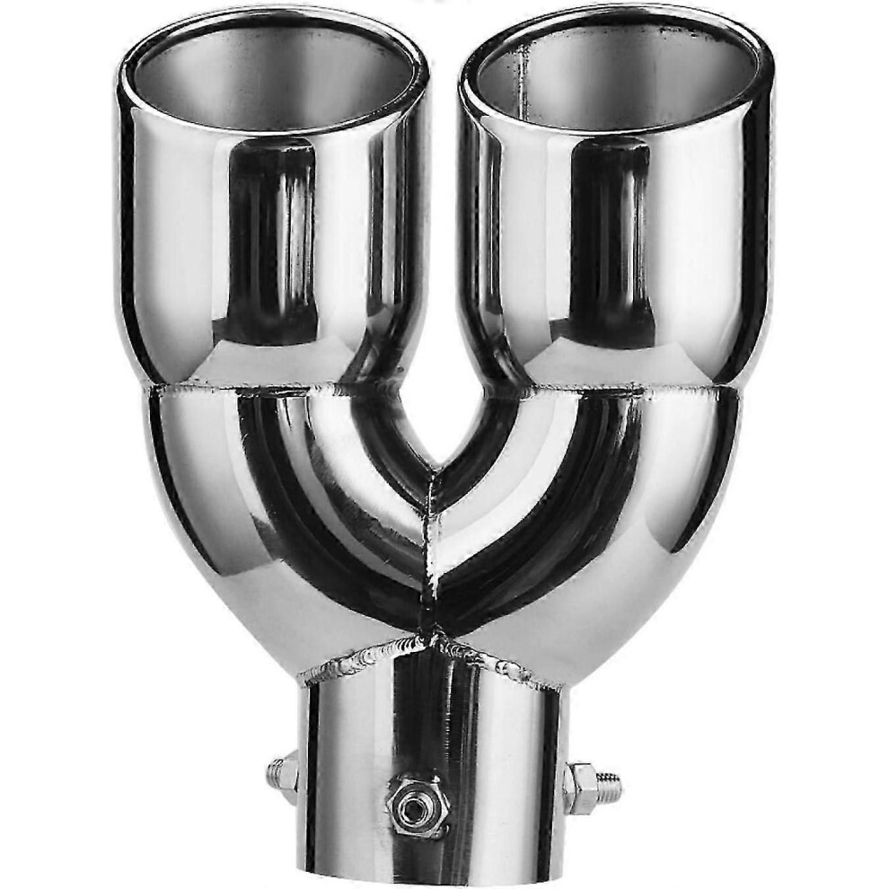 (As Show, One Size) Stainless Steel Exhaust Tip - Double Outlet Car Muffler Tips 6376220 4631898231496