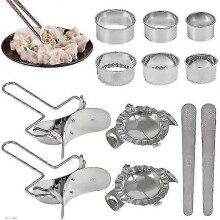 (As show, One size) 12-piece dumpling maker set, cutter stainless steel dumpling mold set with mold filling spoon, dumpling press machine, stainless steel wonton dumpling