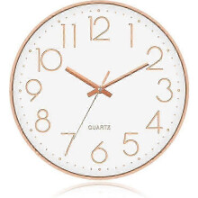 (As show, One size) Rose Gold Wall Clock, 12 Inch Silent Non-Tick Wall Clock for Living Room Bedroom Decoration | Clear Large Numbers and HD Glass Surface