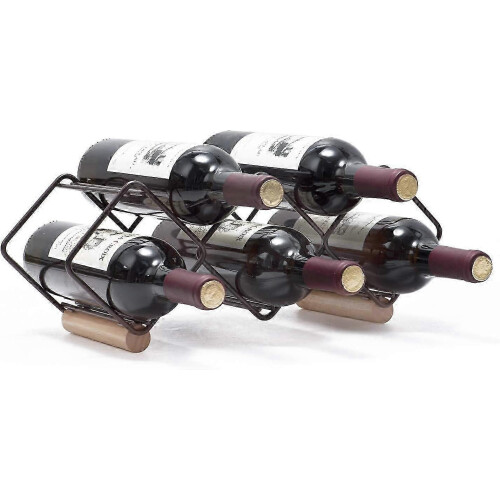 (As show, One size) Stackable Wine Rack - Horizontal Copper Metal Storage (5 Bottles)