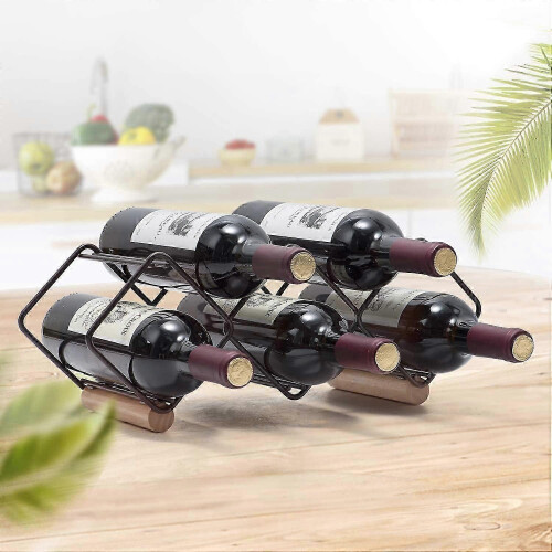(As show, One size) Stackable Wine Rack - Horizontal Copper Metal Storage (5 Bottles) 1