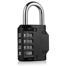 (As show, One size) 4 Digit Combination Padlock Combination Lock Waterproof Metal and Plated Steel Combination Clasp (One Pieces) - Black