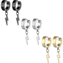 (As show, One size) Men Earrings, Stainless Steel Hoop Stud Earrings Set for Women Girls, 3 Pairs/6 Pairs/10Pairs Small Huge Sliver Gold Black