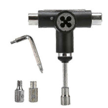 (As show, One size) All-in-one Multifunctional Portable T-tool Skate Tools Set Skateboard Tool For Skateboards Longboards Mini Skateboards And Cruisers (black)