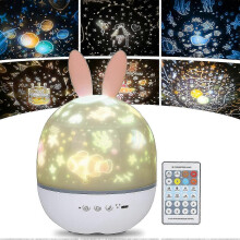 (As show, One size) Star Projector Night Light - 360 Rotation Music Timer Remote Control 6 Colors LED Baby Starry Sky Night Light