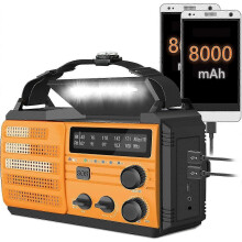 (As show, One size) 8000mah Emergency Weather Radio, Solar Hand Crank Emergency Radio, Am/fm/noaa Alert Weather Radio Power Bank, With Sos Alarm, Flashlight, Reading Lamp