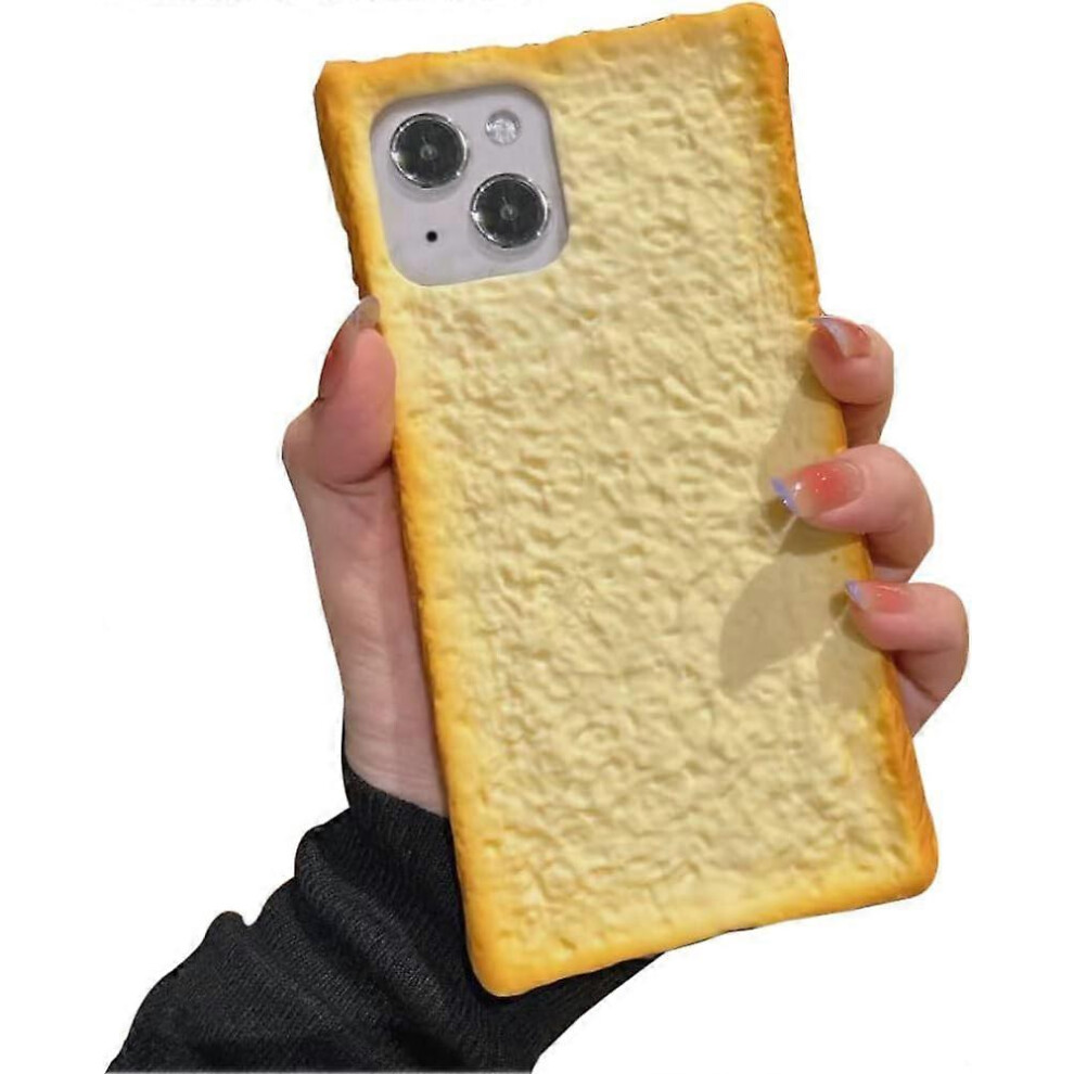(As Show, One Size) Cute Food Phone Case Compatible With Iphone 14 Pro Funny Simulation Bread Toast Breakfast Four Corners Thickened Protective Silico 4632131072210