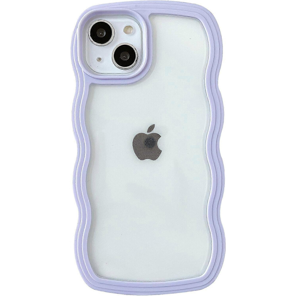 (As Show, One Size) Cute Curly Wave Frame Shape Shockproof Soft Compatible With Iphone Case (,Iphone 13 Pro Max) Purple 4632461651963