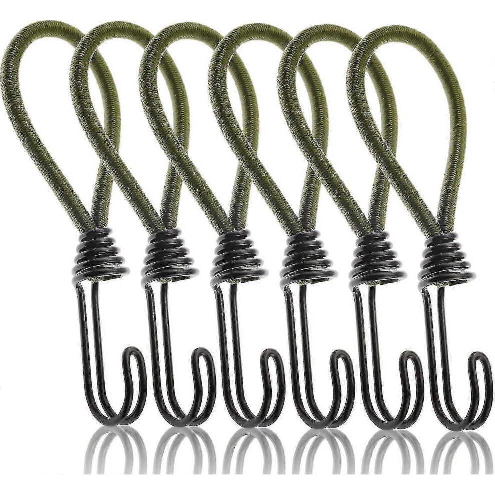 (As Show, One Size) 6Pcs Bungee Cords With Hooks, Elastic Bungee Rope With Hooks Metal Shock Cord Hooks For Outdoor Tying Down Tarpaulins 4631898221008
