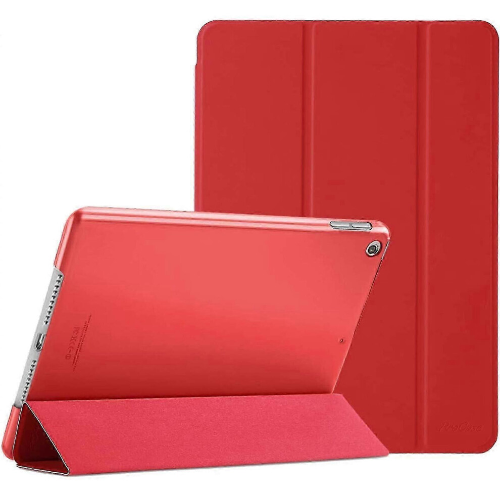 (As Show, One Size) Ipad 10.2 9Th Generation Plate Case - Three-Fold Side Sticker Translucent Frosted Pc Back Cover (Red) Red 4631898221091