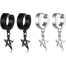 (As show, One size) Men Earrings, Stainless Steel Hoop Stud Earrings Set for Women Girls, 3 Pairs/6 Pairs/10Pairs Small Huge Sliver Gold Black