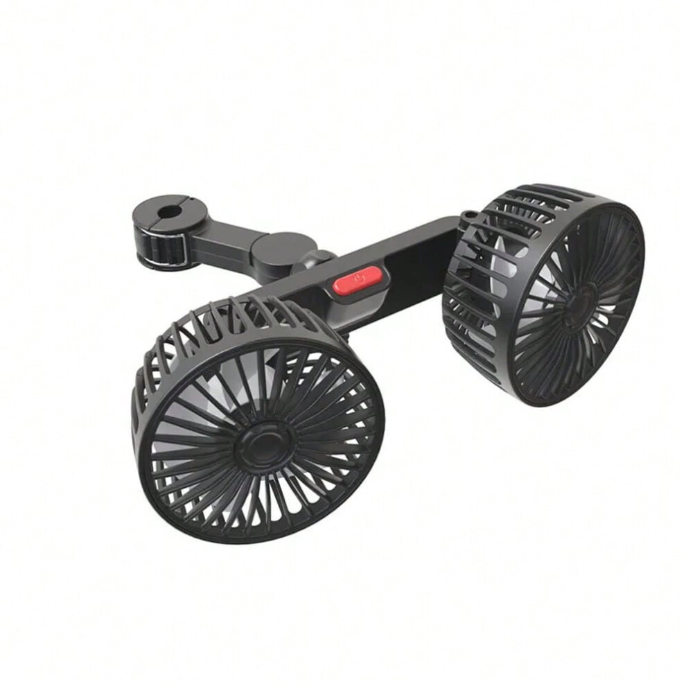 (Black USB) 2025 New Double-Head Fan For 360 Rotating Air Cooling Fan For Car Headrests Automatics Cooler Adjustable 3-speed Brushless Fan-image-OPC-PHMFVWW-NEW
