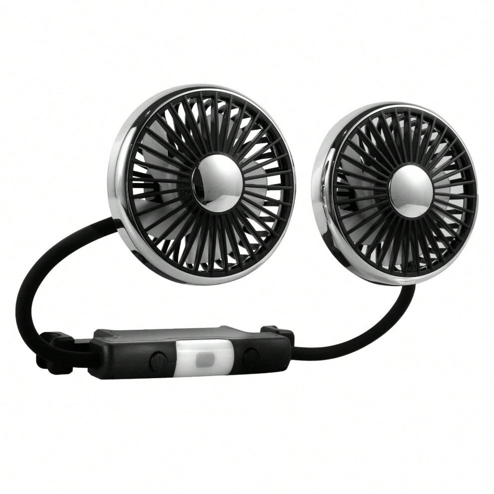 (1Pcs) Car Cooling Fan Usb 3-Speed 360 Degree Adjustable Foldable With Led For Suv Rv Truck Car Backseat Double Head Fans Light 7605229091230