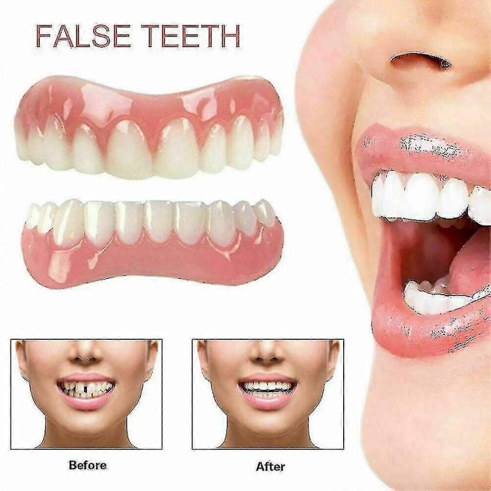 Kikidex (As Show, One Size) Veneers False Teeth Snap On Instant Smile Veneers Cosmetic Teeth Dentures Dental