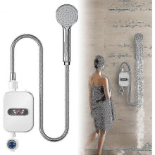 (EU Plug, One size) Electric Instant Hot Water Heater Shower Electric Tankless Shower Hot Water Faucet Kitchen Bathroom Instantaneous Water Heater Tap
