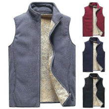 (xxxxl, black) Autumn And Winter Plus Velvet Vest Men 's Solid Color Waistcoat Jacket Men 's Plus Size Lamb Velvet Vest