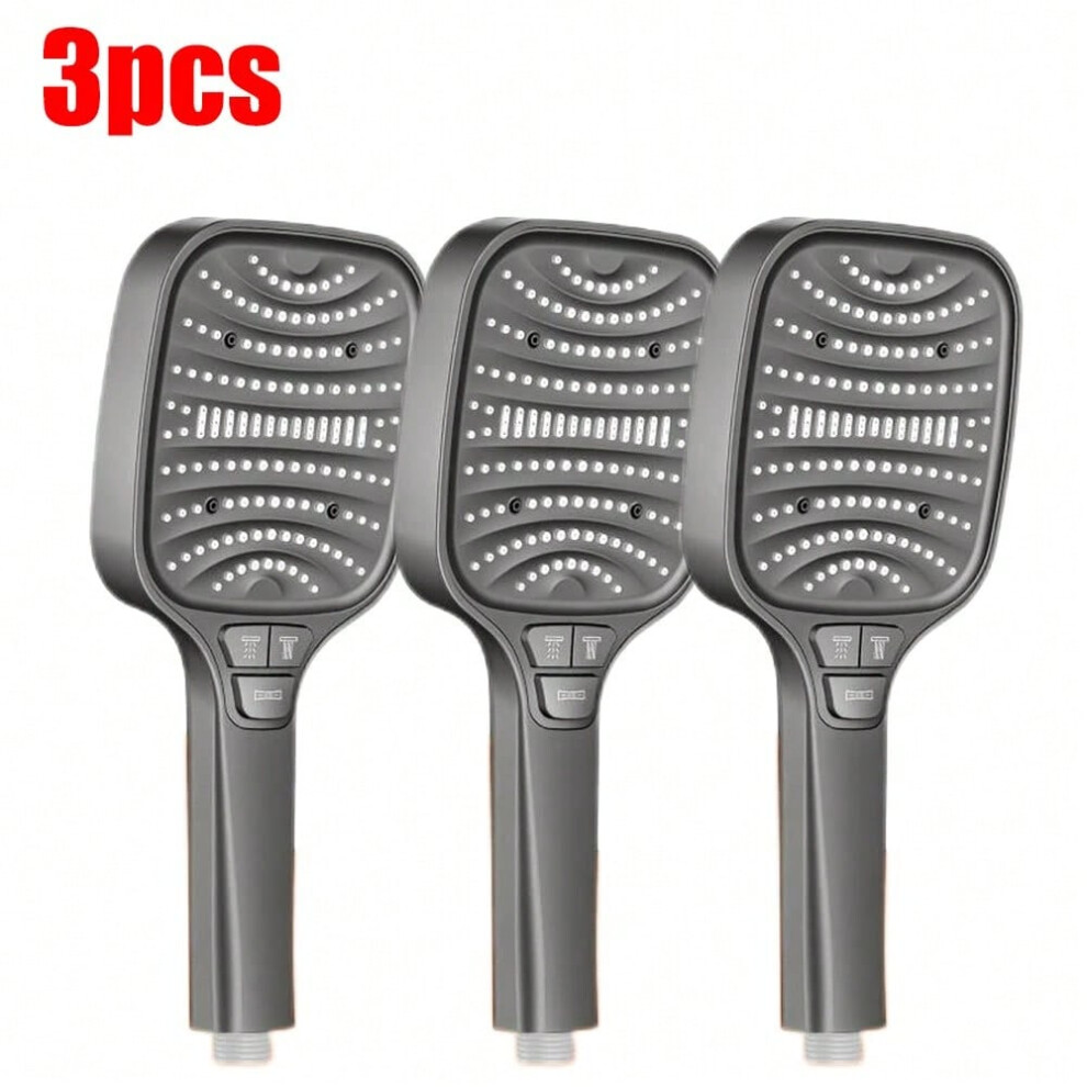(Gray 3pcs) 8 Modes Turbo Pressurized Shower Head 12cm Large Panel Water Saving Showerheads Explosion-proof Thickened ABS Filter Shower Hea-image-OPC-PHMFYYC-NEW