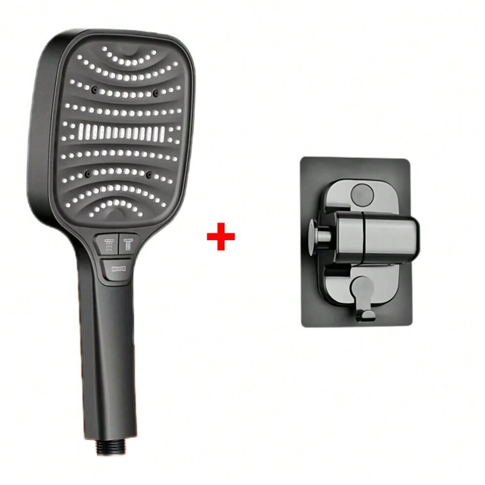 (Black Base Set) 8 Modes Turbo Pressurized Shower Head 12cm Large Panel Water Saving Showerheads Explosion-proof Thickened ABS Filter Shower Hea-image-OPC-PHMFYY8-NEW