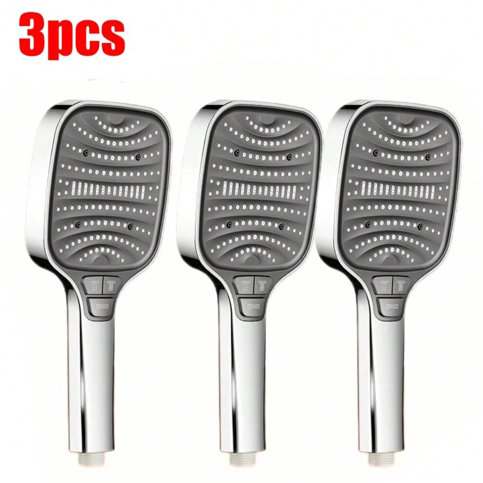 (Silver 3pcs) 8 Modes Turbo Pressurized Shower Head 12cm Large Panel Water Saving Showerheads Explosion-proof Thickened ABS Filter Shower Hea-image-OPC-PHMFYYG-NEW