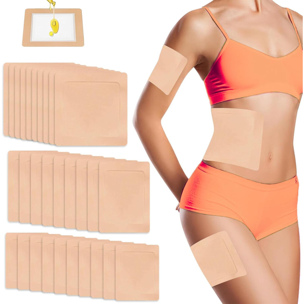 Gogerstar 30Pcs Self-Adhesive Castor Oil Patches, 3 Sizes Highly Absorbent Castor Oil Packs, Disposable Patches No Wash, Waterproof, Anti-Seepage