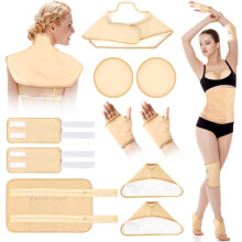 Castor Oil Pack Wrap Kit,10Pcs Reusable Organic Castor Oil Pack Kit with Adjustable Elastic Straps for Neck Shoulder Chest Waist Knee and Feet