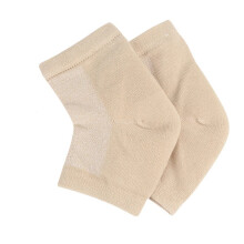 (Beige) 2PCS Silicone Gel Heel Socks Cracked Foot Skin Care Protector Sleeve Pain Relief New