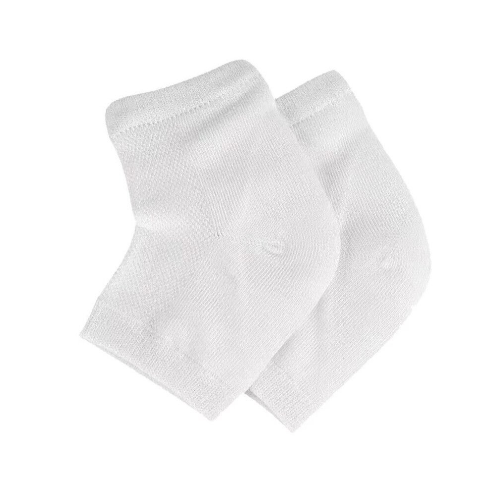 White (White) 2Pcs Silicone Gel Heel Socks Cracked Foot Skin Care Protector Sleeve Pain Relief