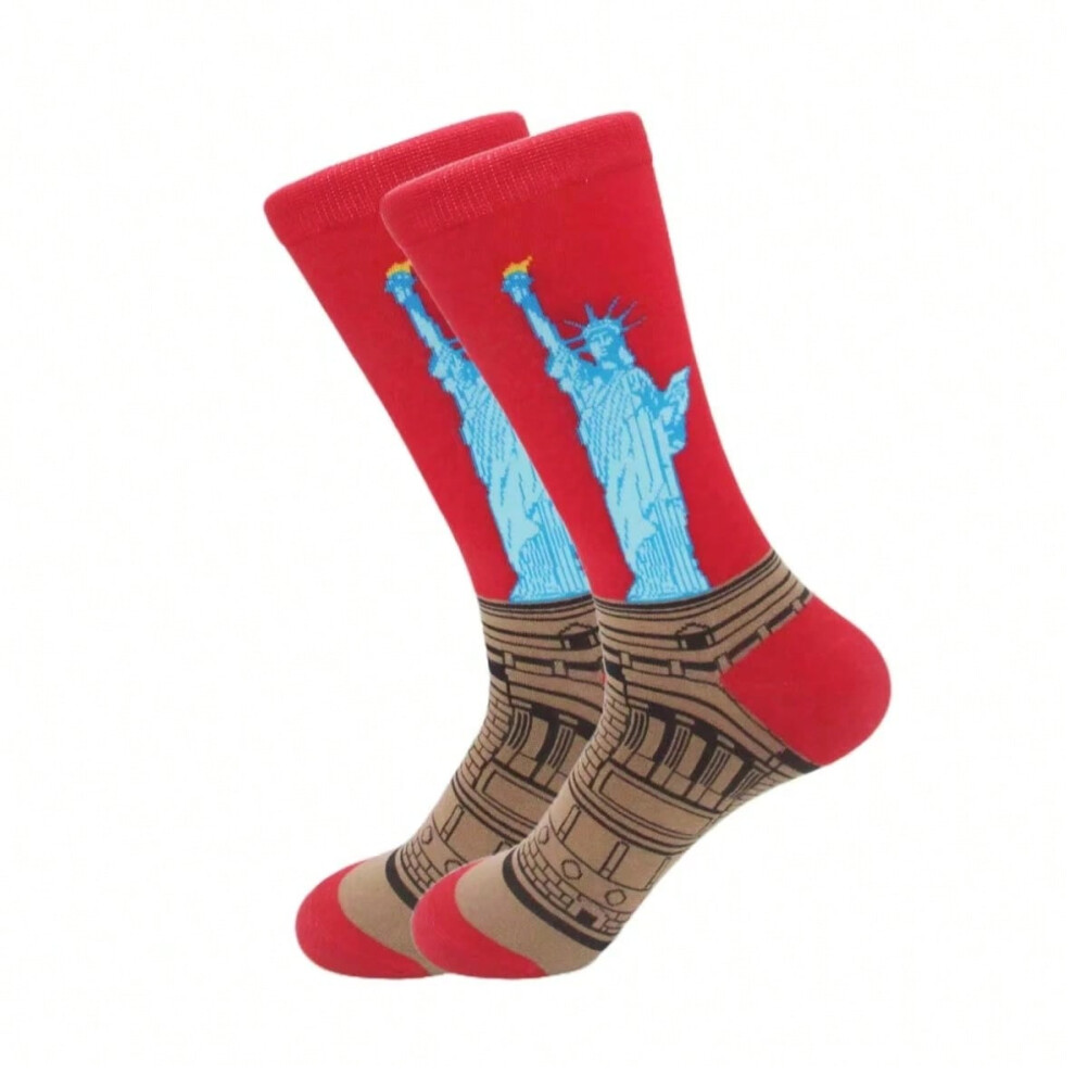 (1125C) 1 pair of European and American trendy socks with personalized street fashion oil painting series socks-image-OPC-PHMG2F5-NEW