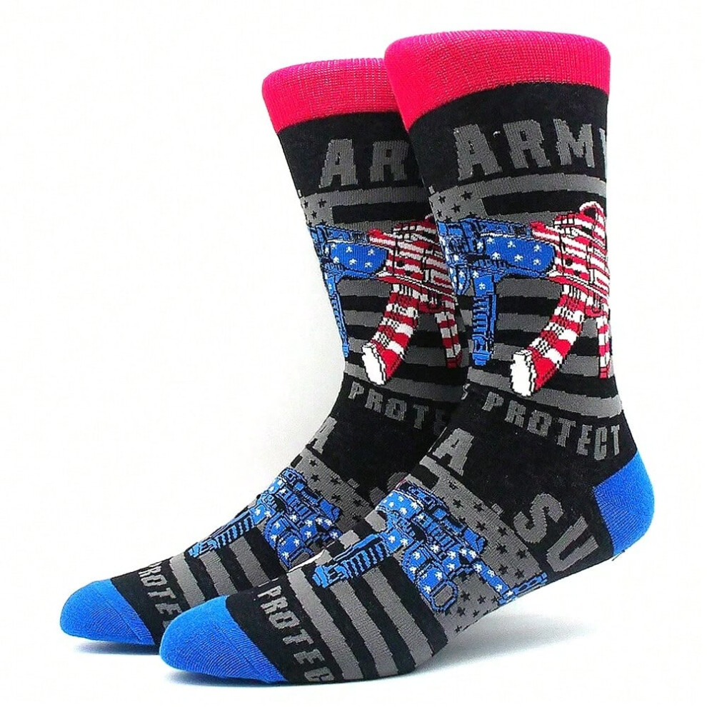 (37) Autumn and Winter Male Funny Socks Boxing Happy Crew Role Play Black and White Checkerboard Socks Beer Female Socks Sokken-image-OPC-PHMG2RP-NEW