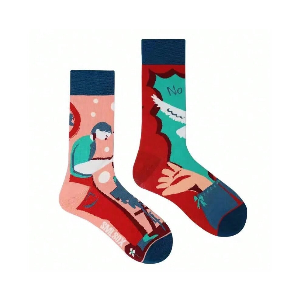 (ZL82, EUR36-43) 1 Pair Man Women Sock Original AB Tide Socks Medium High Tube Colorful Socks Mystery Alien Cotton Cowboy Clown Bomb Unisex Sock-image-OPC-PHMG5G2-NEW