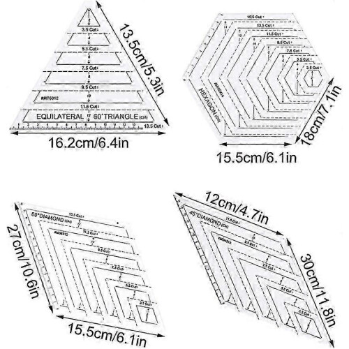 (As show, One size) Transparent Sewing Ruler - DIY Quilting Templates with Accurate Scale for Patchwork 2