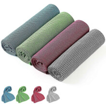 (As show, One size) Cooling Towels 4-Pack - Instant Cooling for Hot Weather Multi-Purpose (Light Blue Green Red Gray)