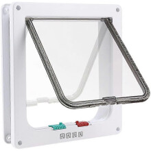 (As show, One size) Cat Flap Dog Flap 4 Way Magnetic Cat Cat Flap Cat Door Cat Flap Pet Flap Pet Door Install Easy-L 25.*23.5*5.3Cm