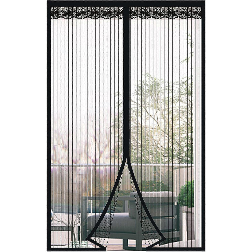 (As Show, One Size) Magnetic Door Mosquito Net Anti-Mosquito Door Curtain With Magnetic Closure Without Drilling For Balcony Door(Black, 110 * 210Cm) 4632131002095
