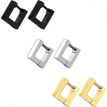 (As show, One size) Men Earrings, Stainless Steel Hoop Stud Earrings Set for Women Girls, 3 Pairs/6 Pairs/10Pairs Small Huge Sliver Gold Black