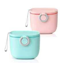 (As show, One size) 400ml Milk Powder Dispenser Container - Portable Snack Storage with Spoon (2 Pieces Blue Pink)